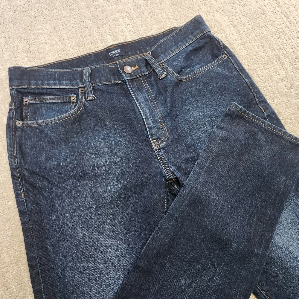 J Crew Jeans Men 32X34 Slim Vintage Flex Tapered Blue Denim Dark Wash Stretch